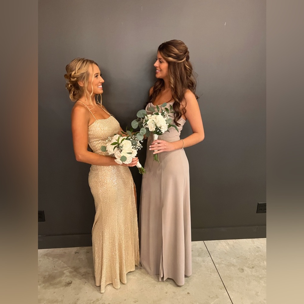 Maniju Small Gold Maxi dress with sequins and slit